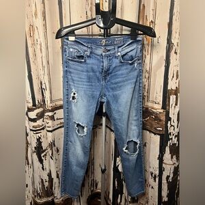 7 For All Mankind Light Blue Distressed Skinny Jeans